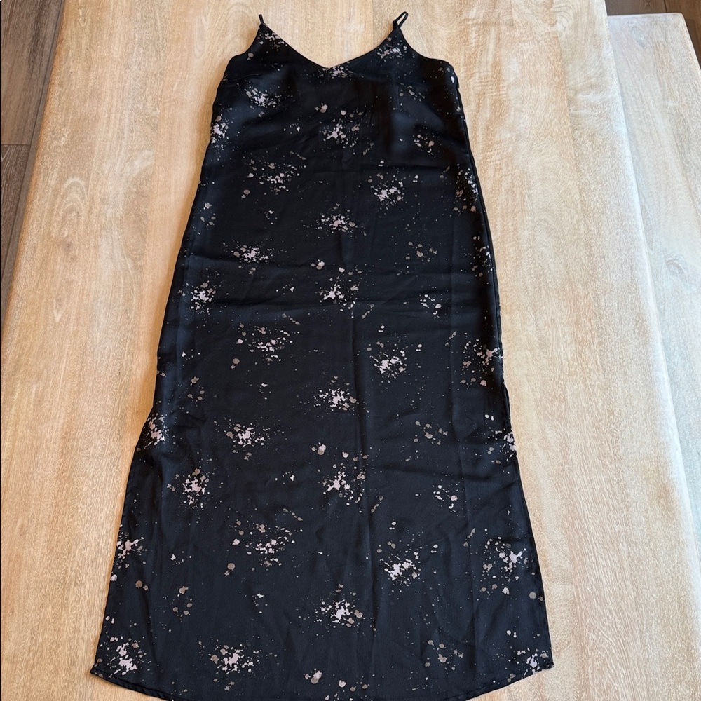 Black Slip Dress with Pale Pink Speckle Print